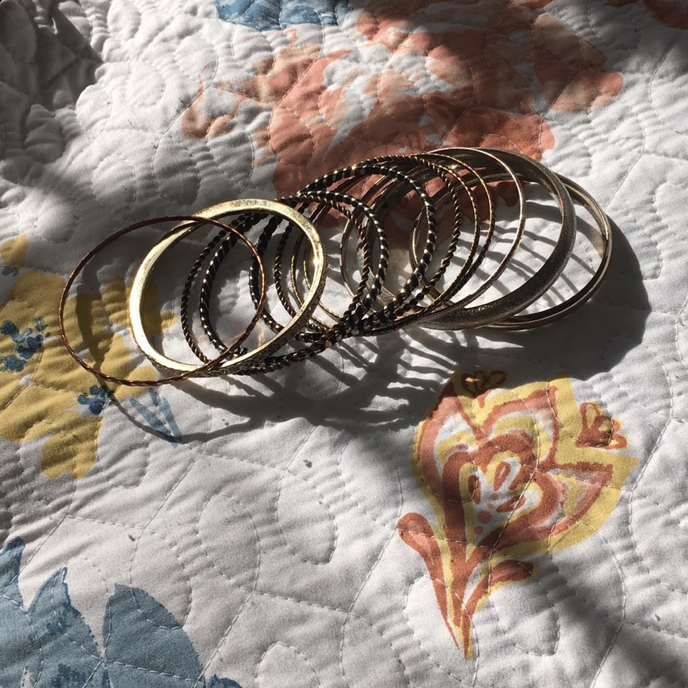 Assorted gold bangles